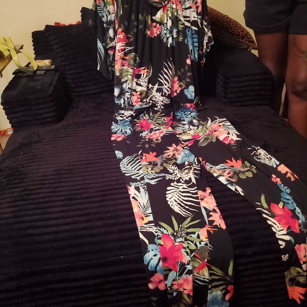 Floral Jumpsuit with Tropical Print